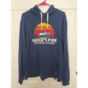 Unwind By League Mens M Pullover Hoodie Sweatshirts Water Theme Fall Cozy Lt Wt